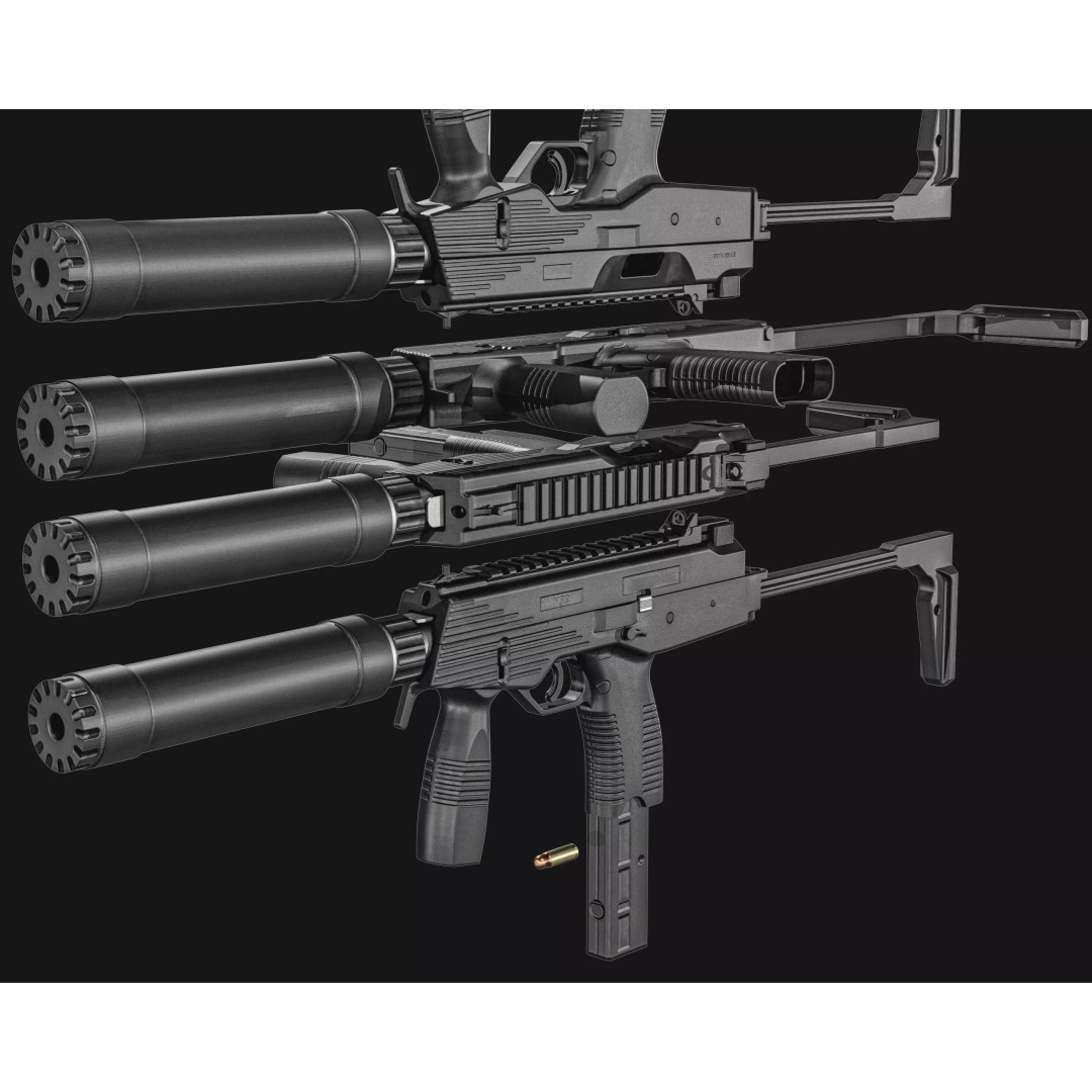 Thomet MP9 3D Model – Low Poly Submachine Gun, PBR Textures - View 5