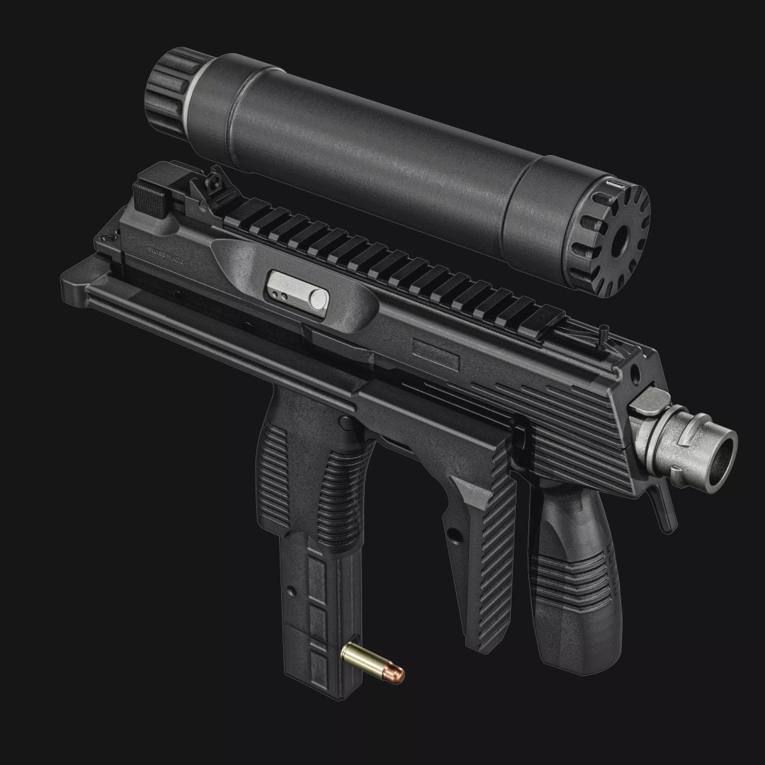 Thomet MP9 3D Model – Low Poly Submachine Gun, PBR Textures - View 53