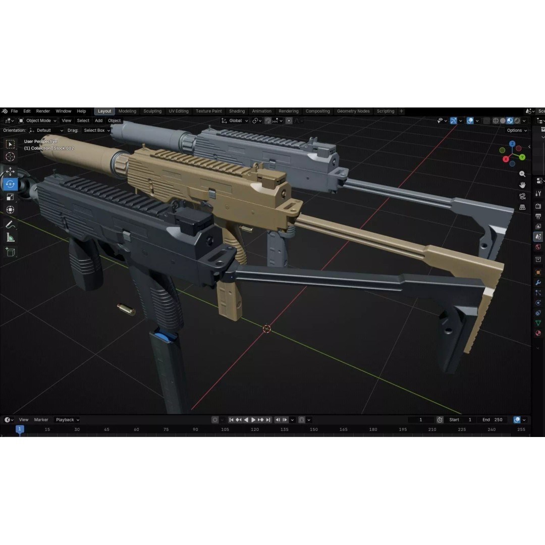Thomet MP9 3D Model – Low Poly Submachine Gun, PBR Textures - View 57