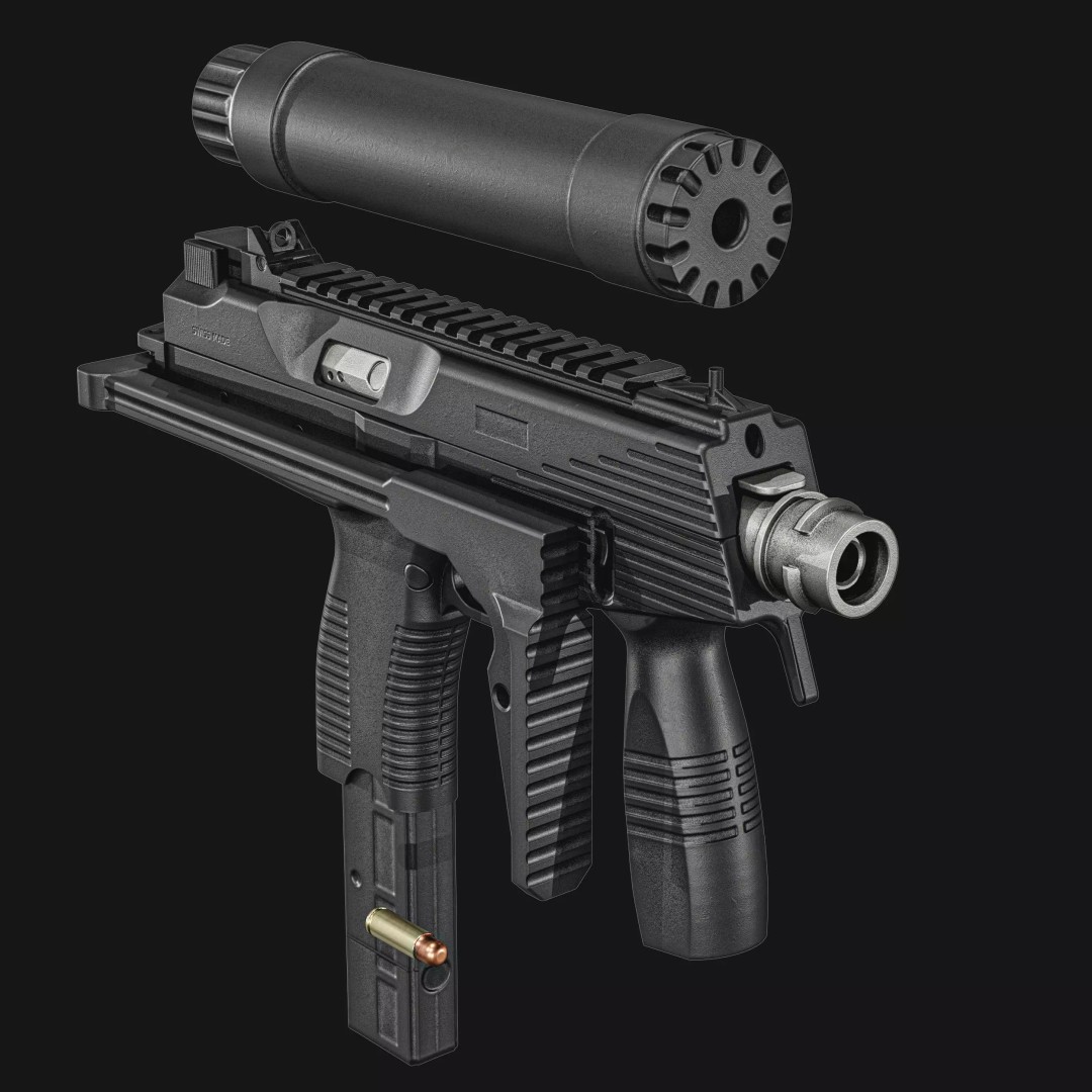 Thomet MP9 3D Model – Low Poly Submachine Gun, PBR Textures - View 6