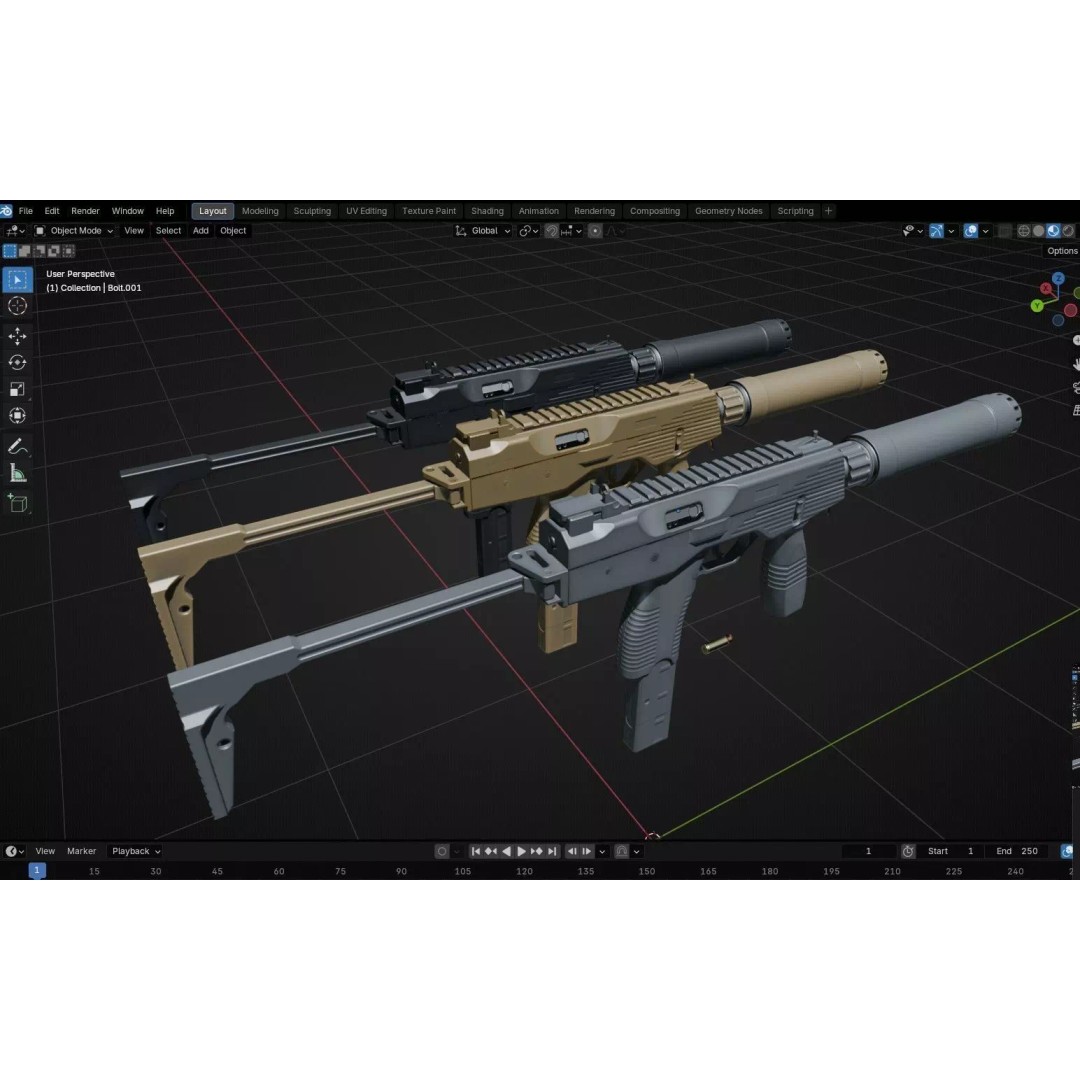 Thomet MP9 3D Model – Low Poly Submachine Gun, PBR Textures - View 61