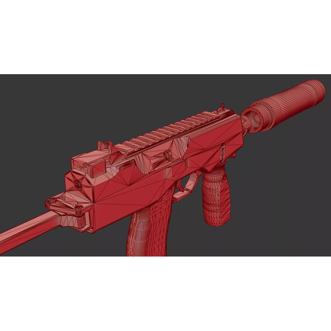 Thomet MP9 3D Model – Low Poly Submachine Gun, PBR Textures - View 62