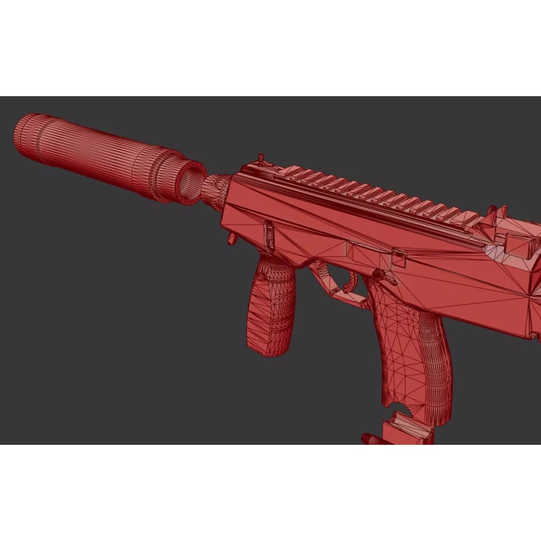 Thomet MP9 3D Model – Low Poly Submachine Gun, PBR Textures - View 63