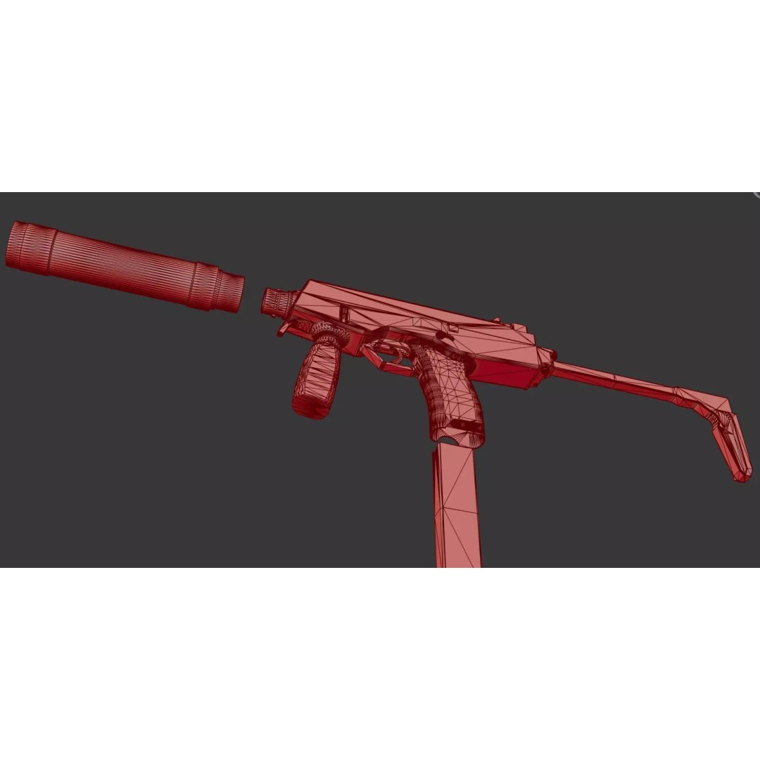 Thomet MP9 3D Model – Low Poly Submachine Gun, PBR Textures - View 64