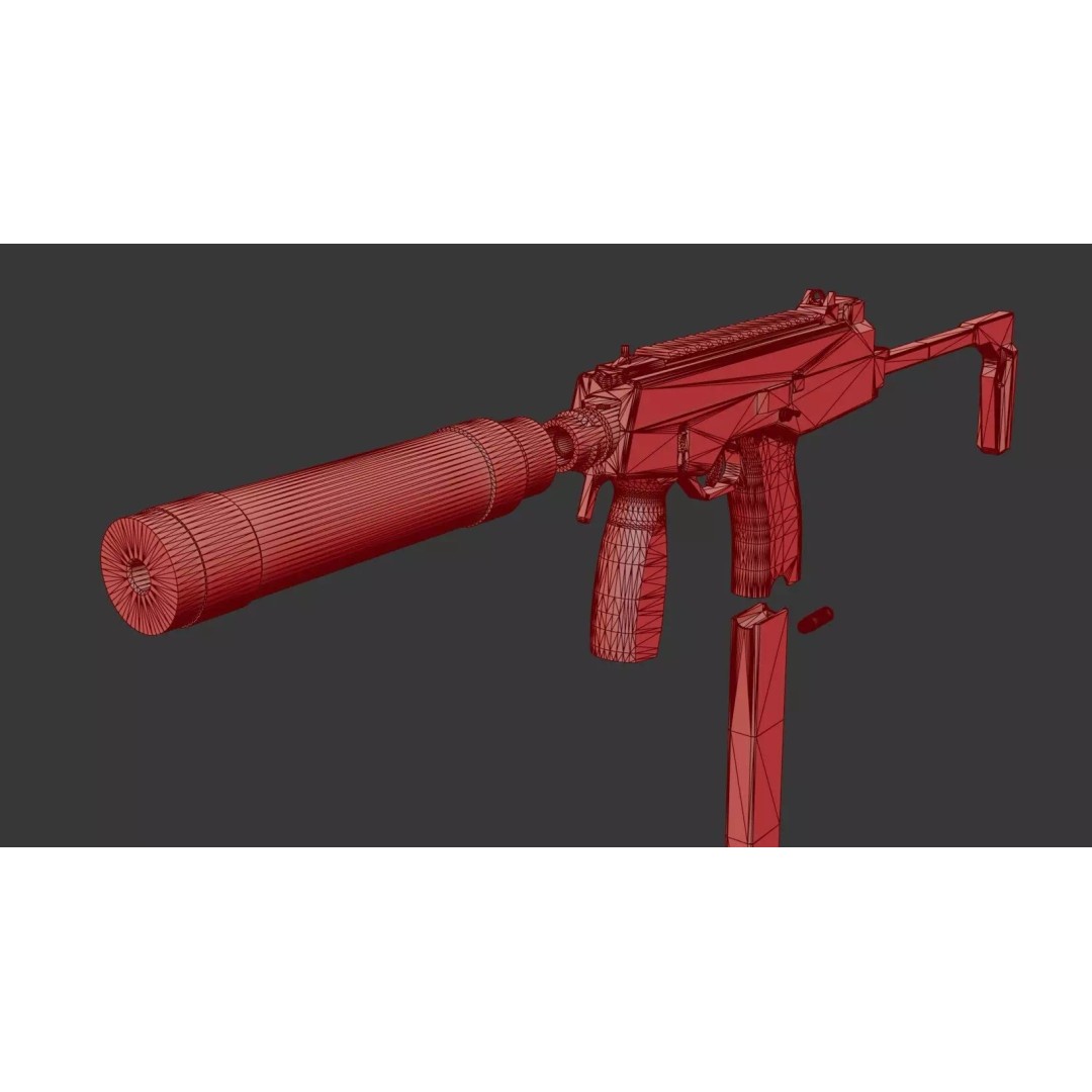 Thomet MP9 3D Model – Low Poly Submachine Gun, PBR Textures - View 65