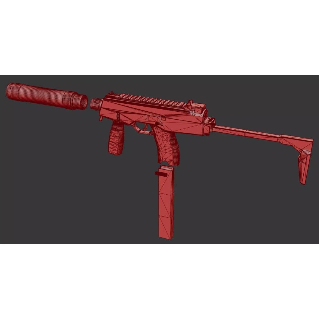 Thomet MP9 3D Model – Low Poly Submachine Gun, PBR Textures - View 66