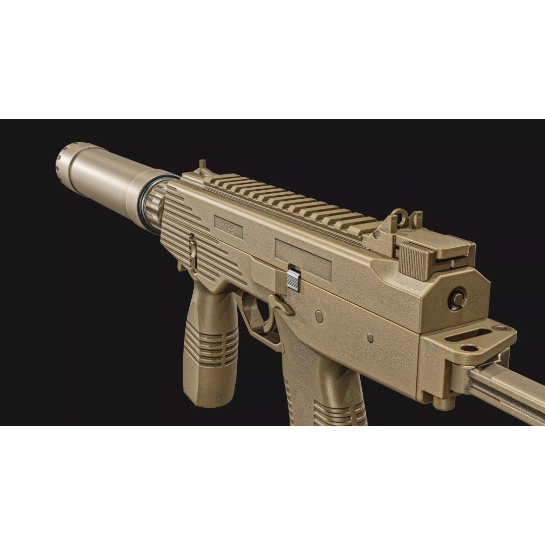 Thomet MP9 3D Model – Low Poly Submachine Gun, PBR Textures - View 7