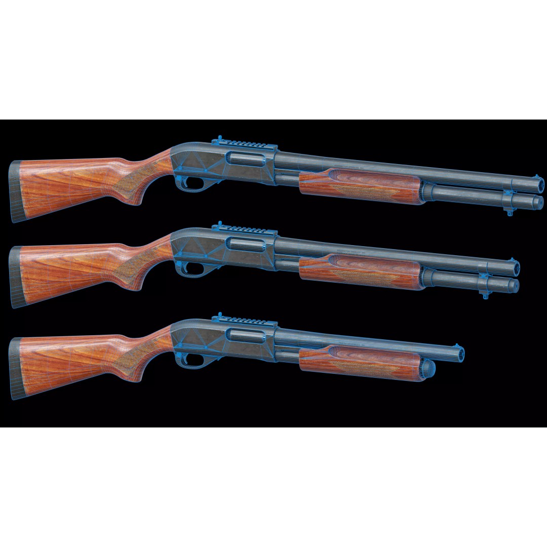 Remington 870 Shotgun 3D Model – Low Poly Game Asset, FBX, PBR