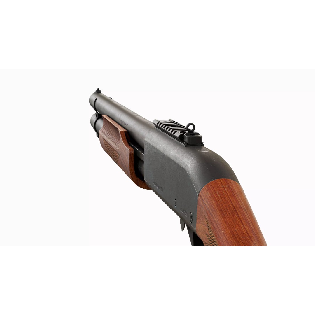 Remington 870 Shotgun 3D Model – Low Poly Game Asset, FBX, PBR - View 10