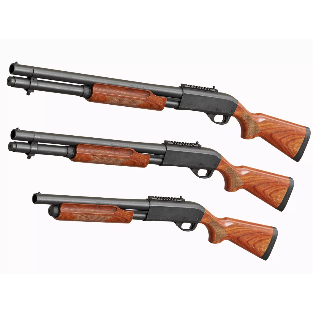 Remington 870 Shotgun 3D Model – Low Poly Game Asset, FBX, PBR - View 2