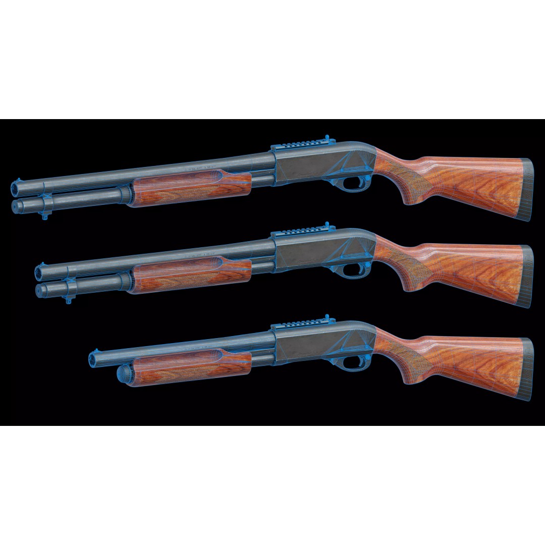 Remington 870 Shotgun 3D Model – Low Poly Game Asset, FBX, PBR - View 20