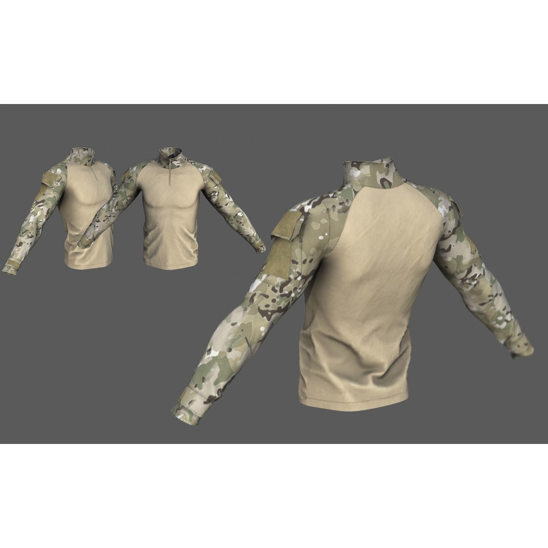 Tactical Military Assault Combat Shirt 3D Model – Low Poly Game Asset, FBX