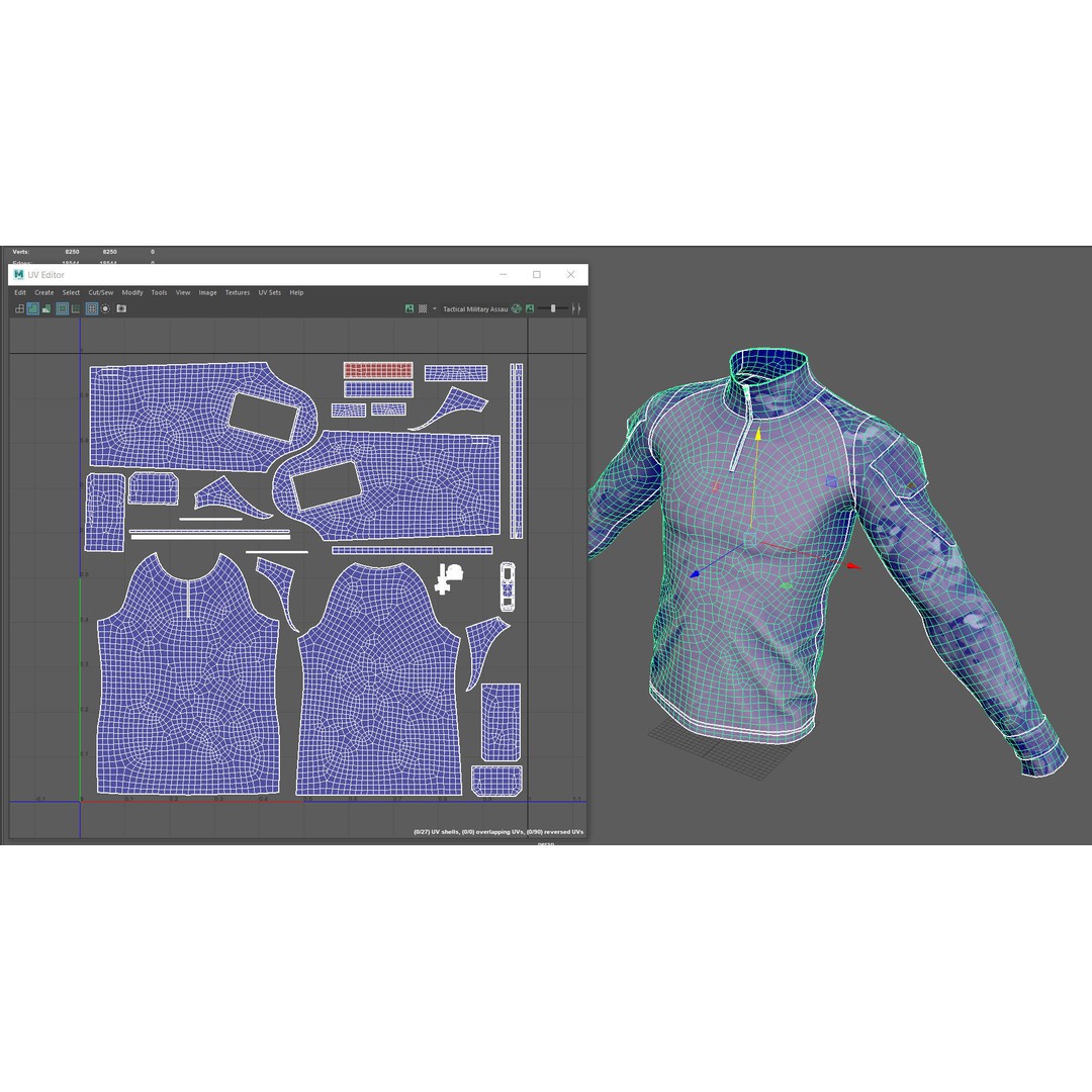 Tactical Military Assault Combat Shirt 3D Model – Low Poly Game Asset, FBX - View 10