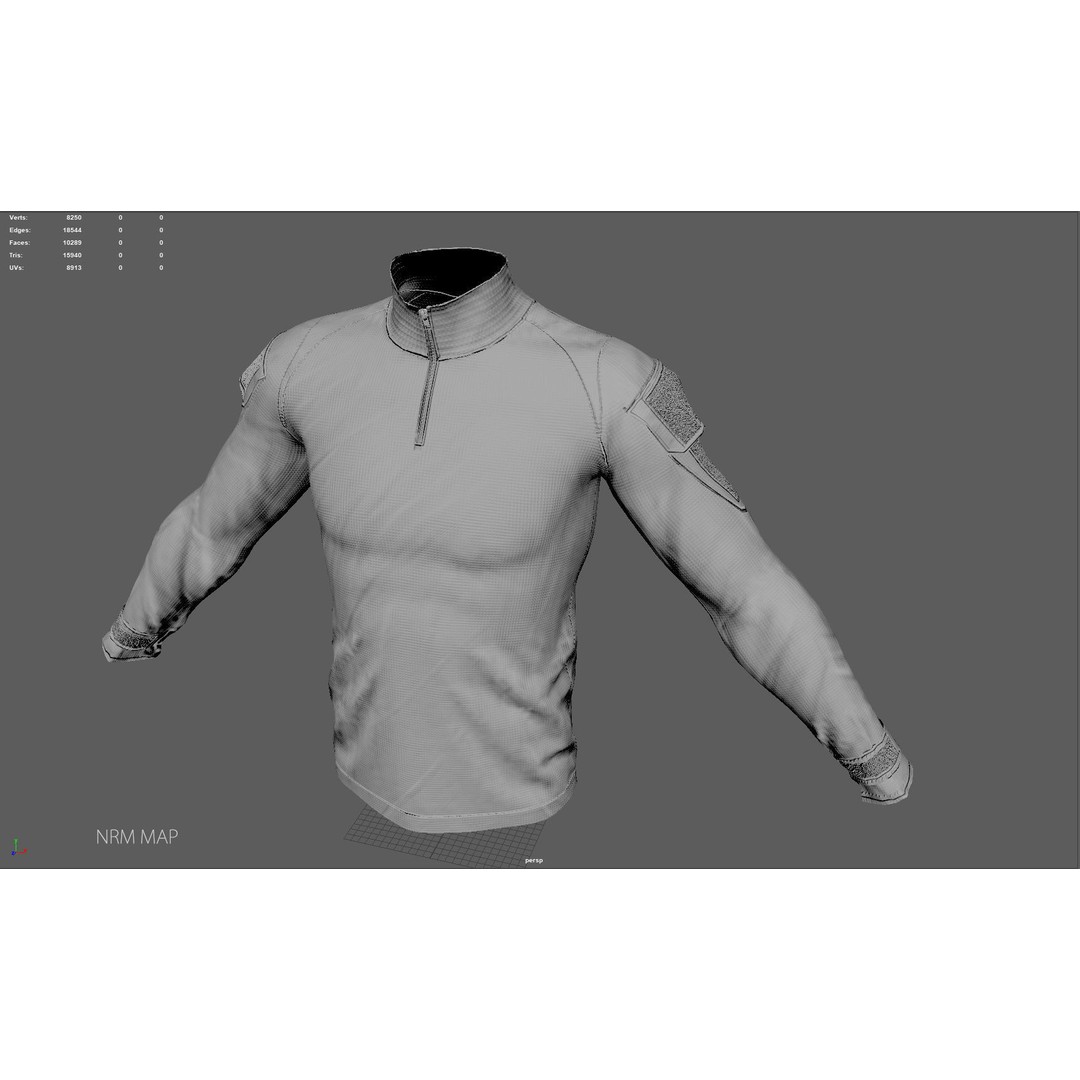 Tactical Military Assault Combat Shirt 3D Model – Low Poly Game Asset, FBX - View 11