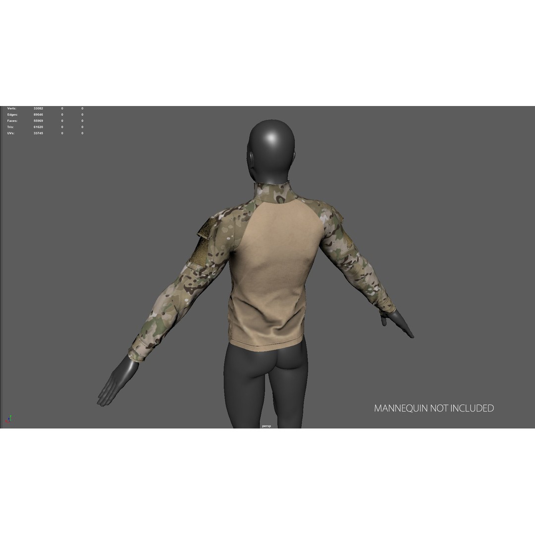 Tactical Military Assault Combat Shirt 3D Model – Low Poly Game Asset, FBX - View 13