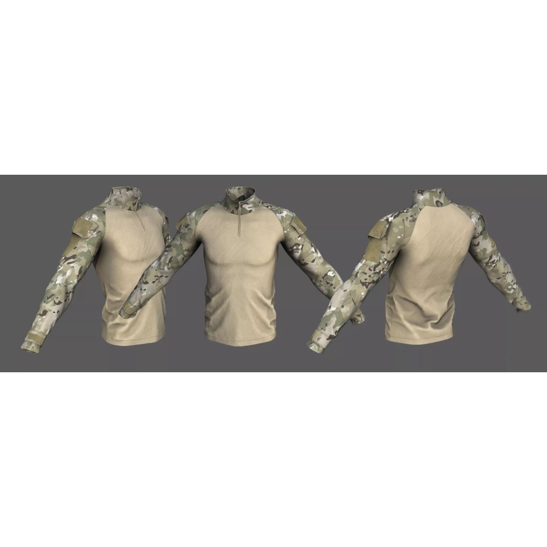Tactical Military Assault Combat Shirt 3D Model – Low Poly Game Asset, FBX - View 2