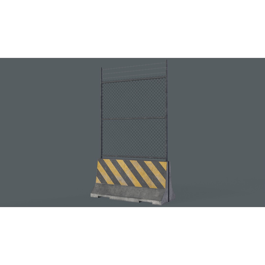 Concrete Barrier 3D Model – Low Poly Game Asset, PBR Textures, FBX - View 13