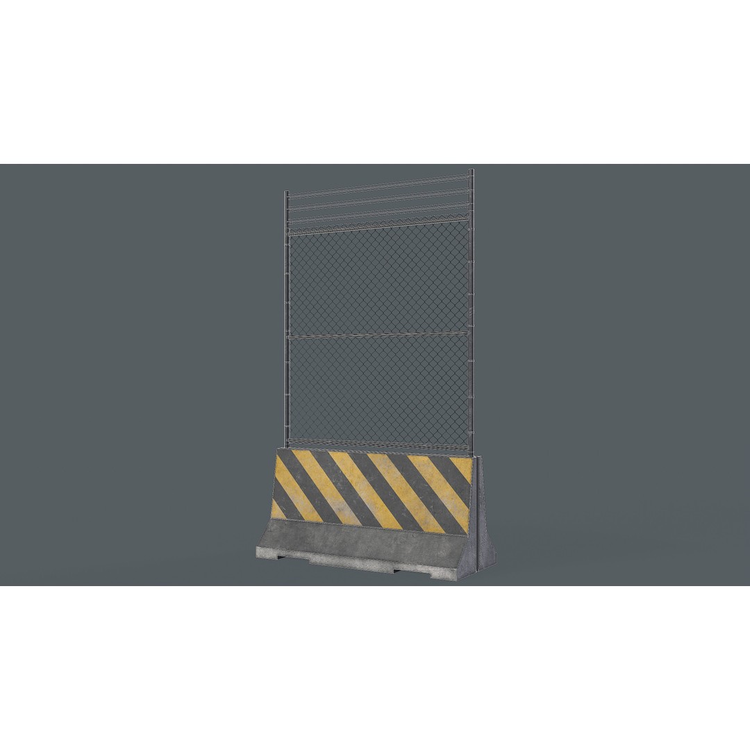 Concrete Barrier 3D Model – Low Poly Game Asset, PBR Textures, FBX - View 15