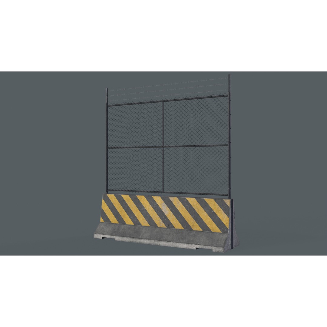 Concrete Barrier 3D Model – Low Poly Game Asset, PBR Textures, FBX - View 16