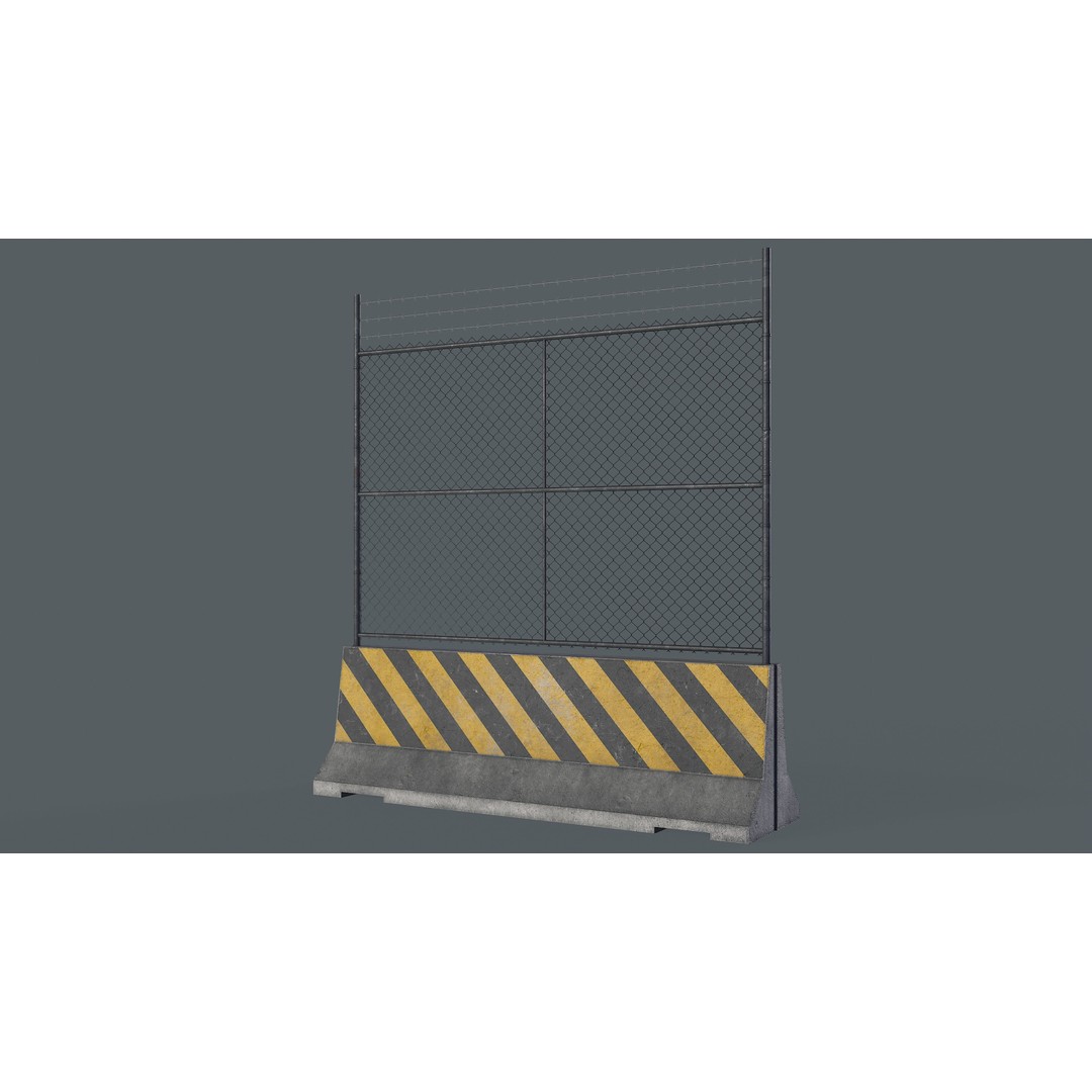 Concrete Barrier 3D Model – Low Poly Game Asset, PBR Textures, FBX - View 17