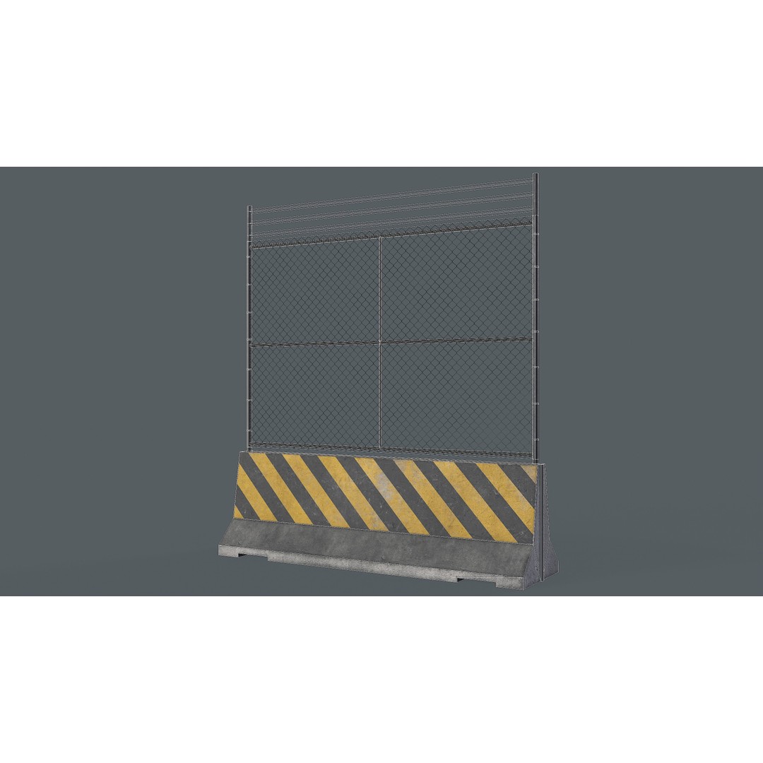 Concrete Barrier 3D Model – Low Poly Game Asset, PBR Textures, FBX - View 18