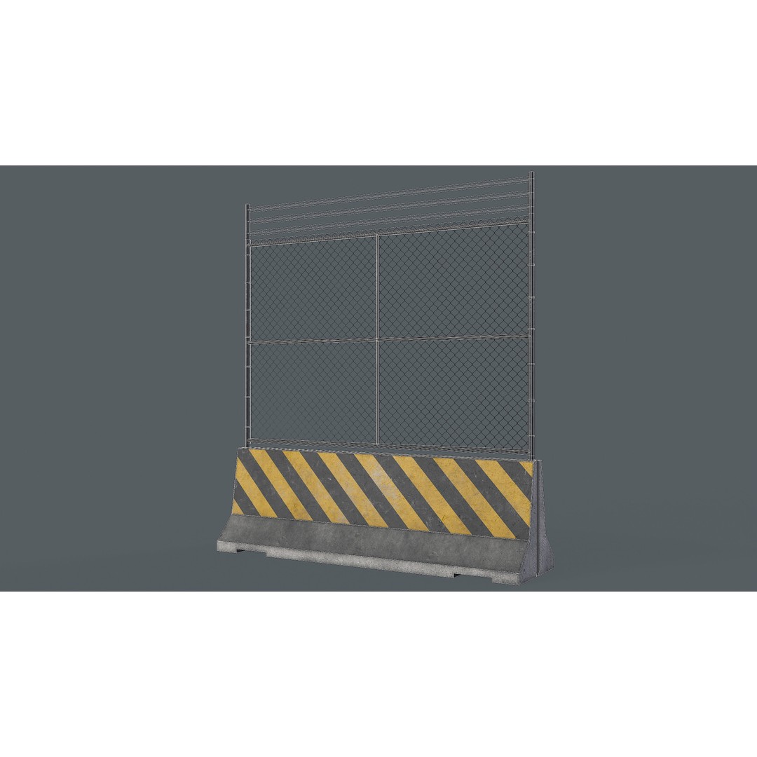 Concrete Barrier 3D Model – Low Poly Game Asset, PBR Textures, FBX - View 19
