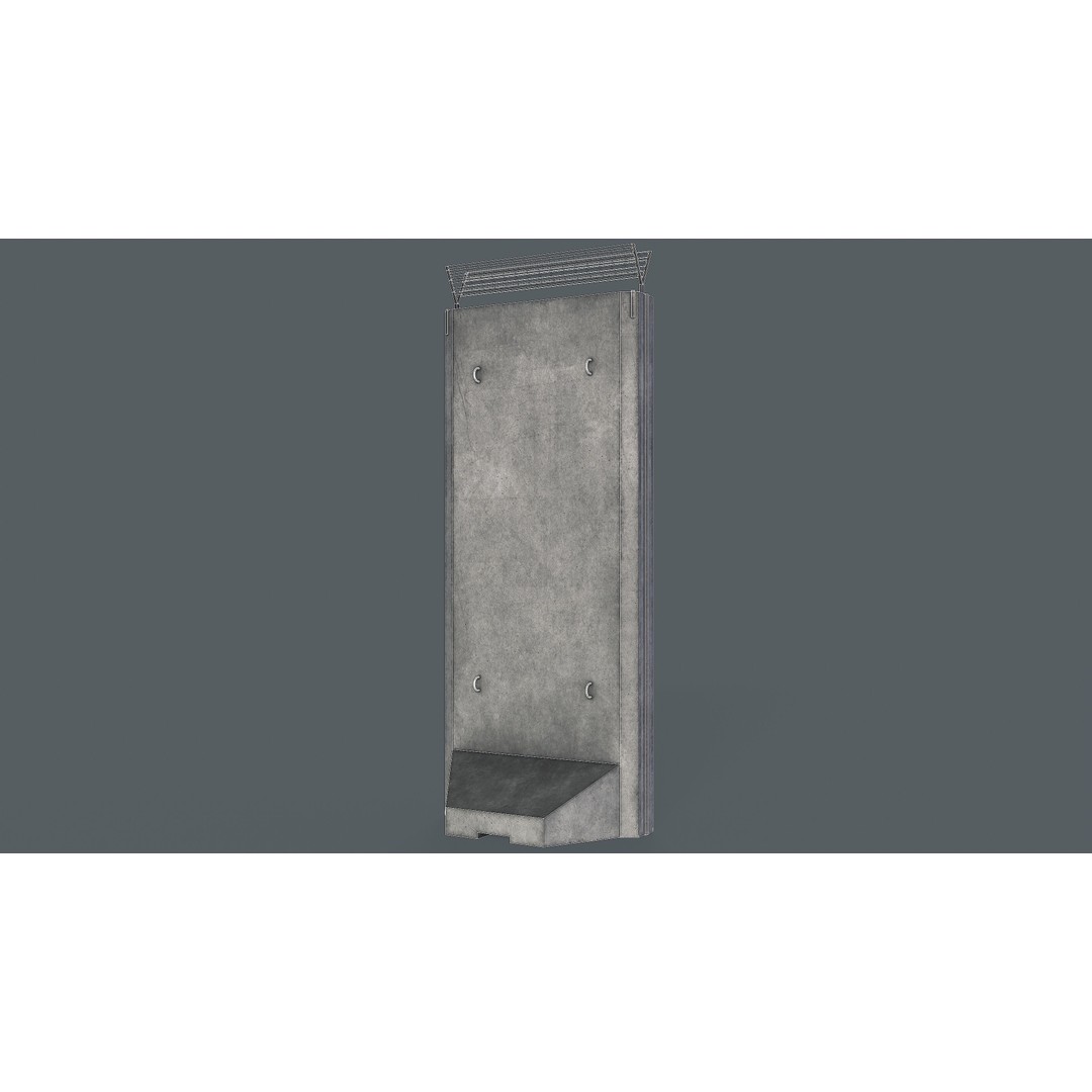 Concrete Barrier 3D Model – Low Poly Game Asset, PBR Textures, FBX - View 22