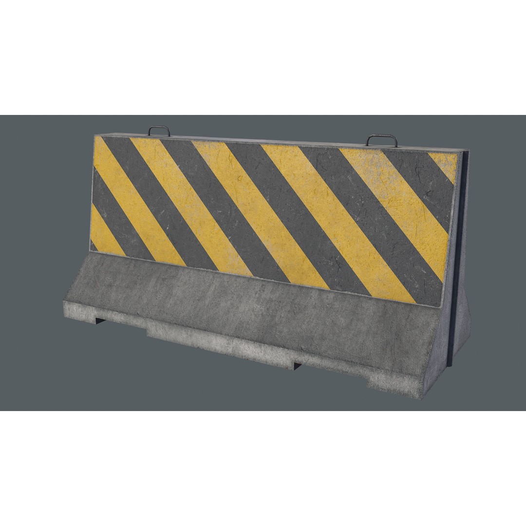 Concrete Barrier 3D Model – Low Poly Game Asset, PBR Textures, FBX - View 4