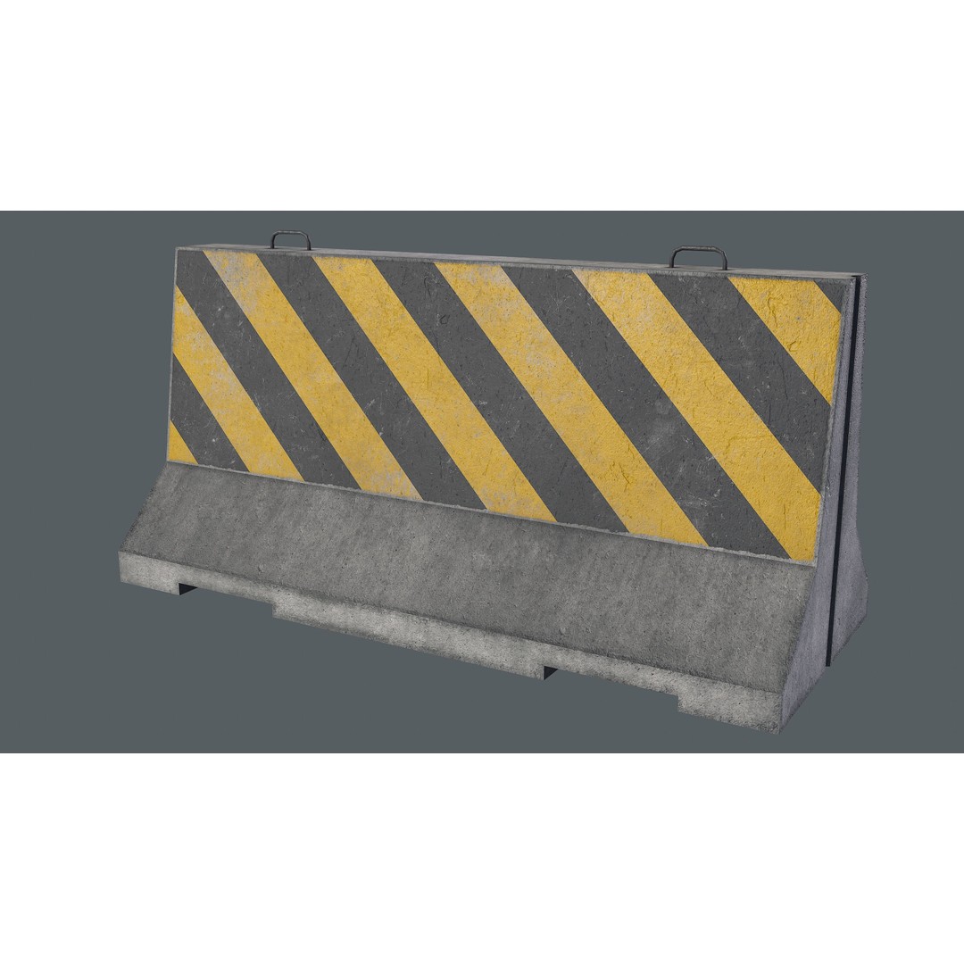 Concrete Barrier 3D Model – Low Poly Game Asset, PBR Textures, FBX - View 5