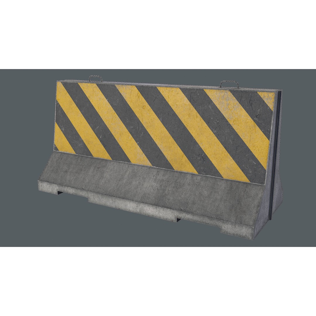 Concrete Barrier 3D Model – Low Poly Game Asset, PBR Textures, FBX - View 7
