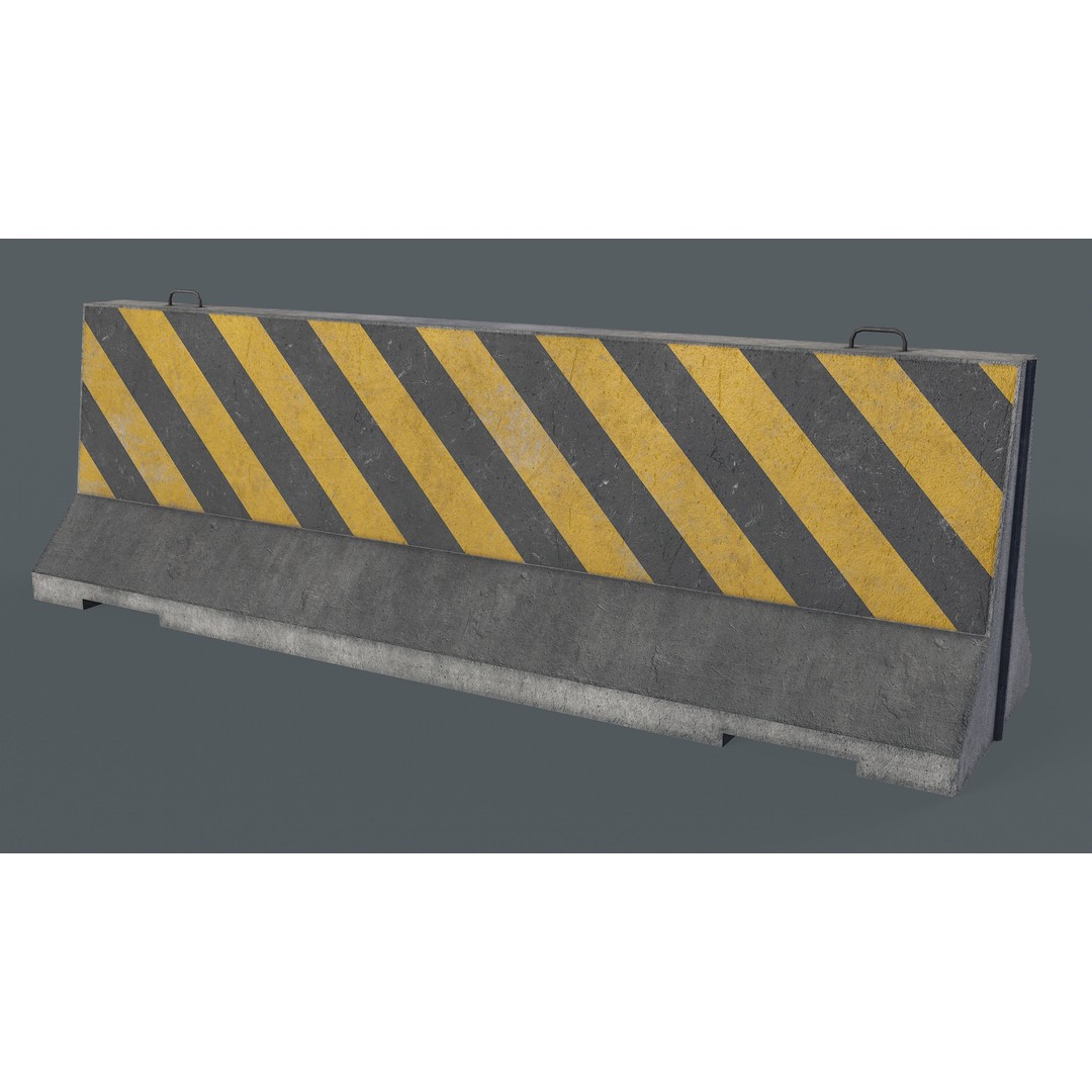 Concrete Barrier 3D Model – Low Poly Game Asset, PBR Textures, FBX - View 8