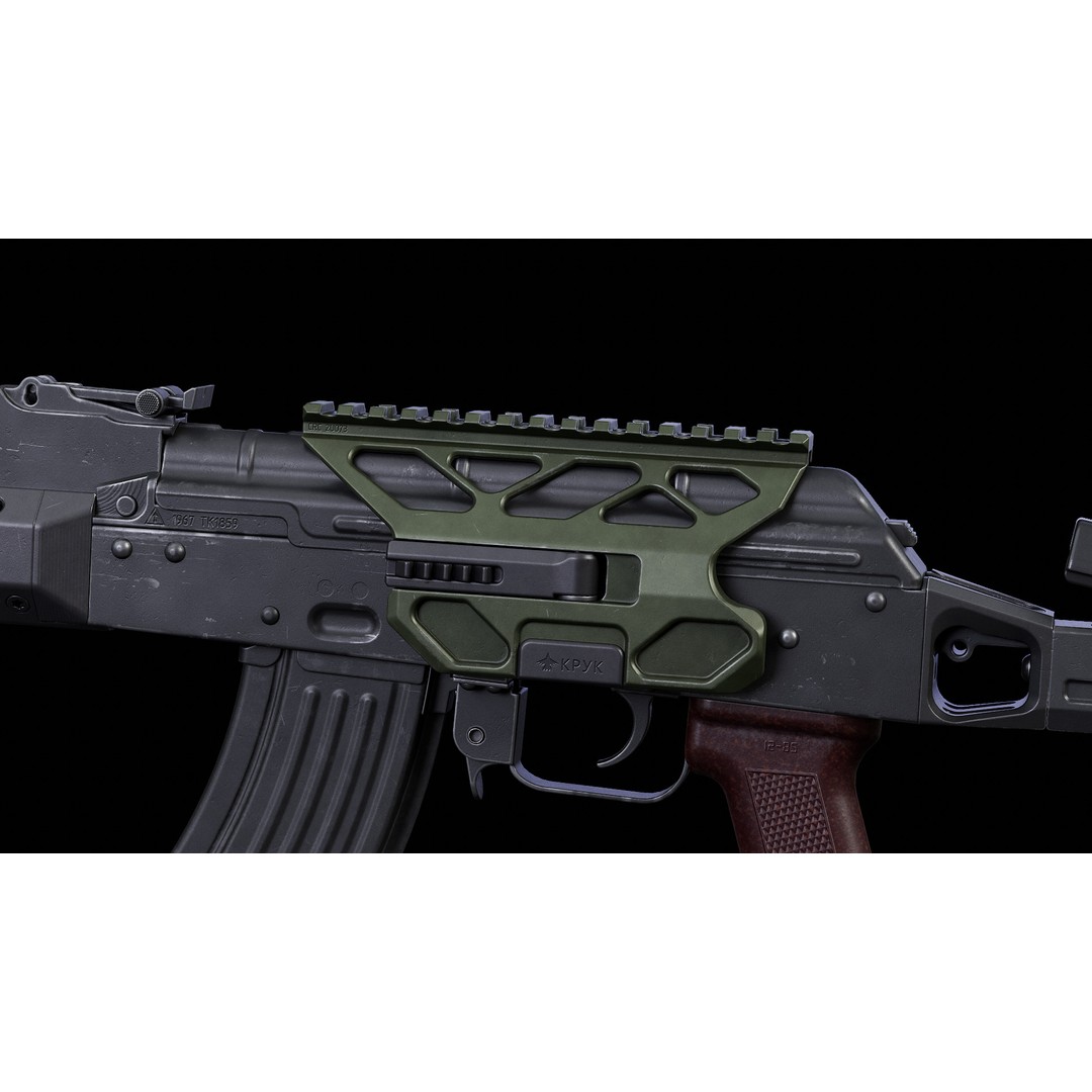 CRC 2U073 Quick Release Optic Mount 3D Model – Low Poly PBR Asset, FBX, OBJ - View 10