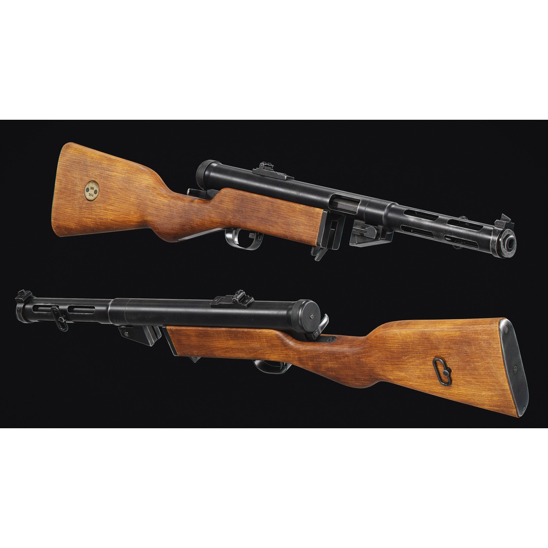 KPIST M37-39 3D Model – Low Poly Military Gun, FBX, OBJ - View 6