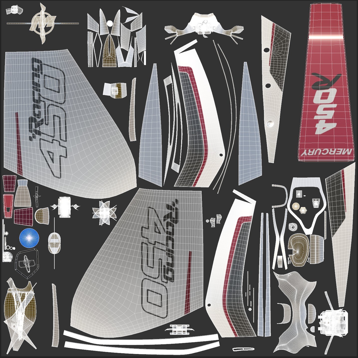 Mercury Racing 450R Outboard Motor - Game-Ready 3D Model