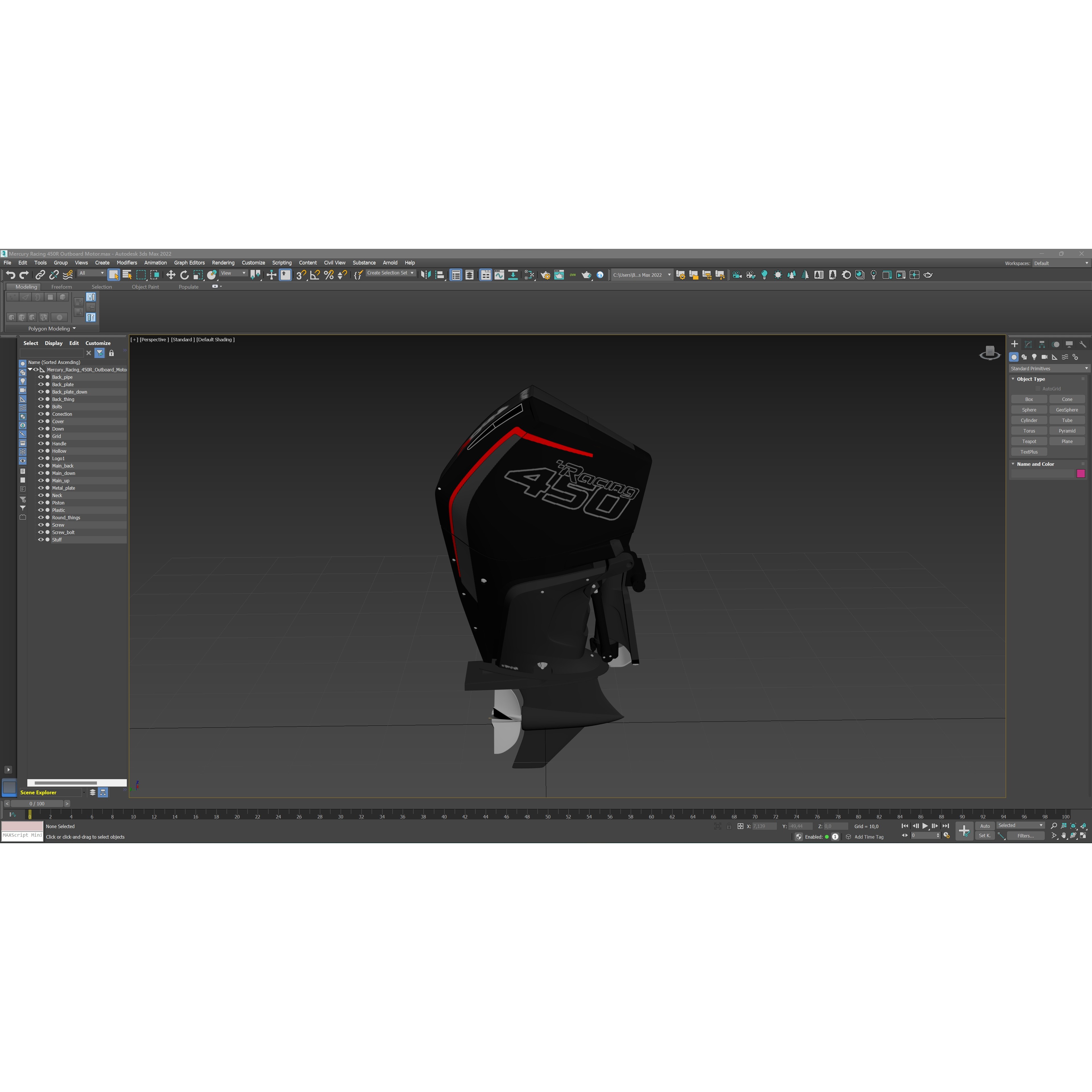 Mercury Racing 450R Outboard Motor - Game-Ready 3D Model - View 38