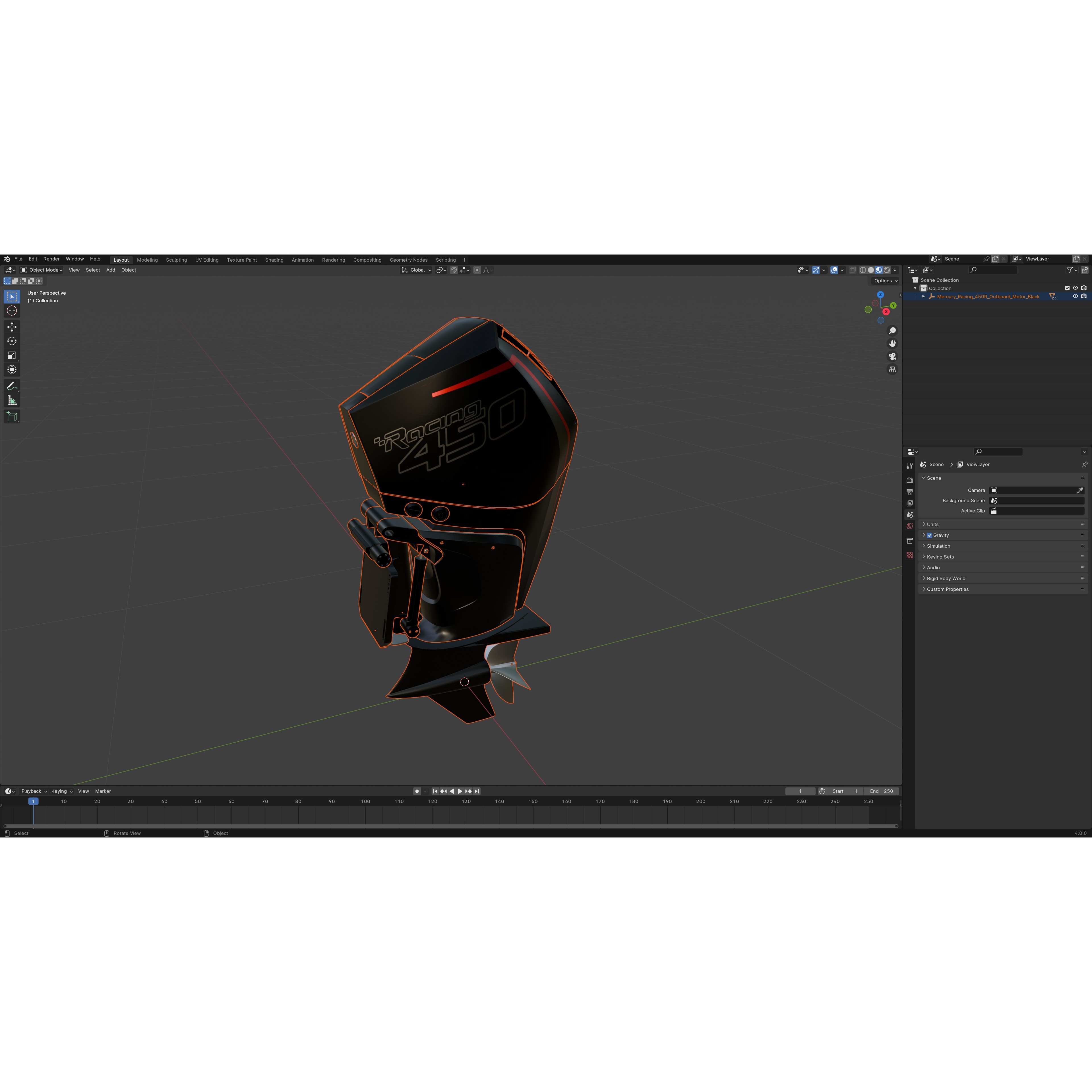 Mercury Racing 450R Outboard Motor - Game-Ready 3D Model - View 39