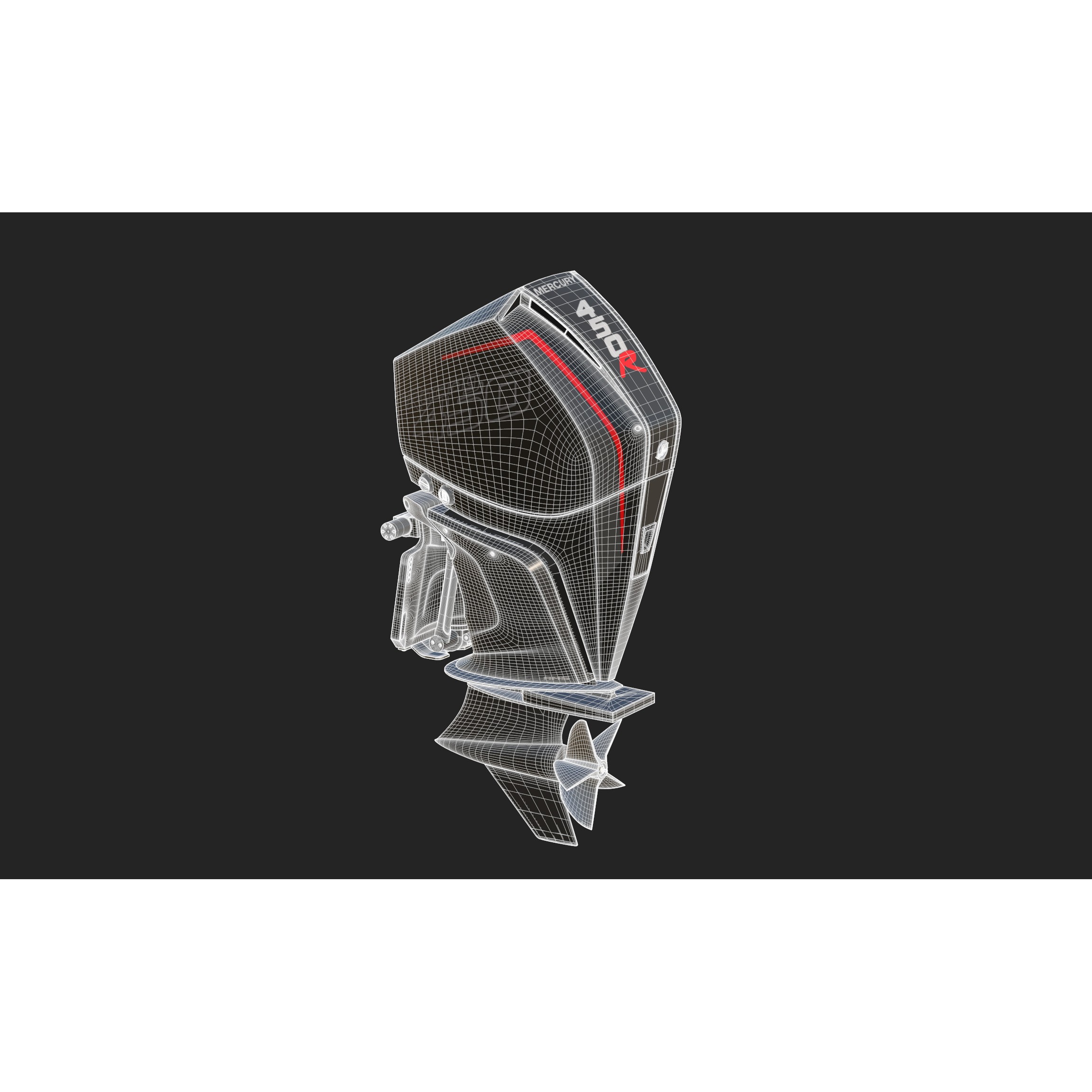 Mercury Racing 450R Outboard Motor - Game-Ready 3D Model - View 42