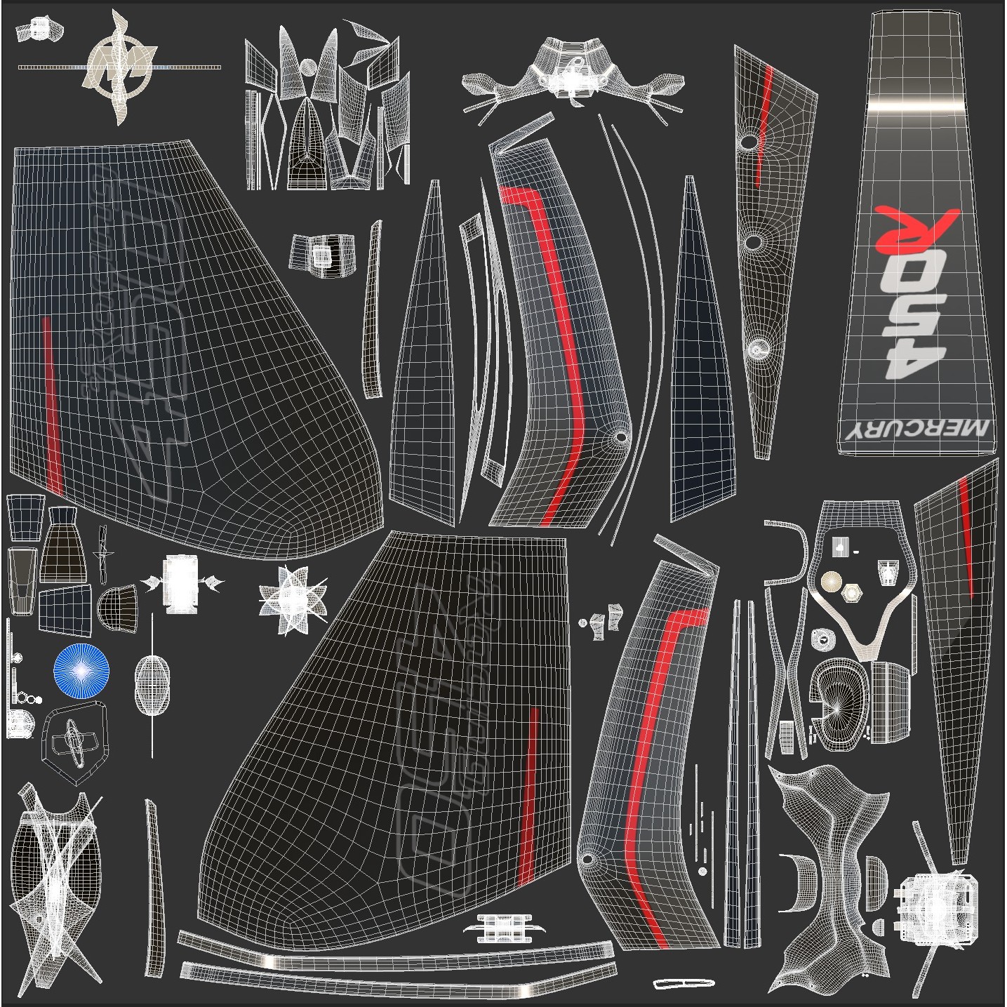 Mercury Racing 450R Outboard Motor - Game-Ready 3D Model - View 44