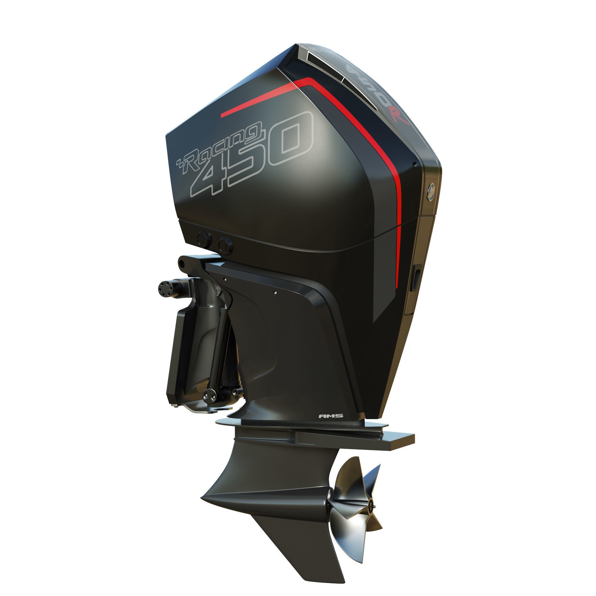 Mercury Racing 450R Outboard Motor - Game-Ready 3D Model - View 7
