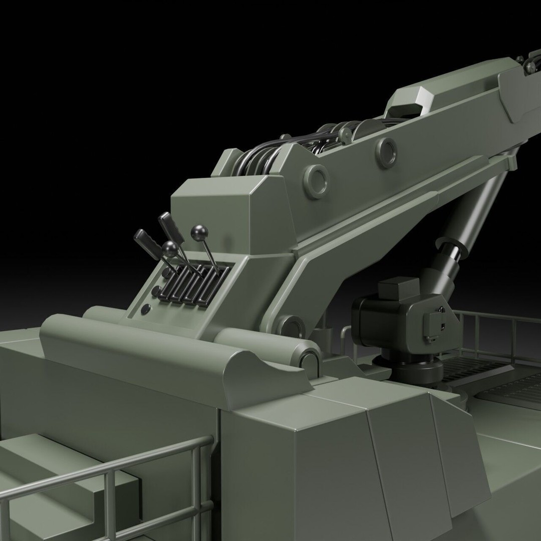 Military Armored Recovery Vehicle 3D Model – Low Poly Game Asset, FBX - View 12