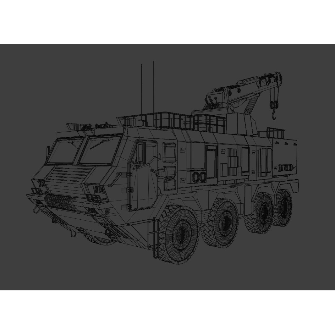 Military Armored Recovery Vehicle 3D Model – Low Poly Game Asset, FBX - View 14