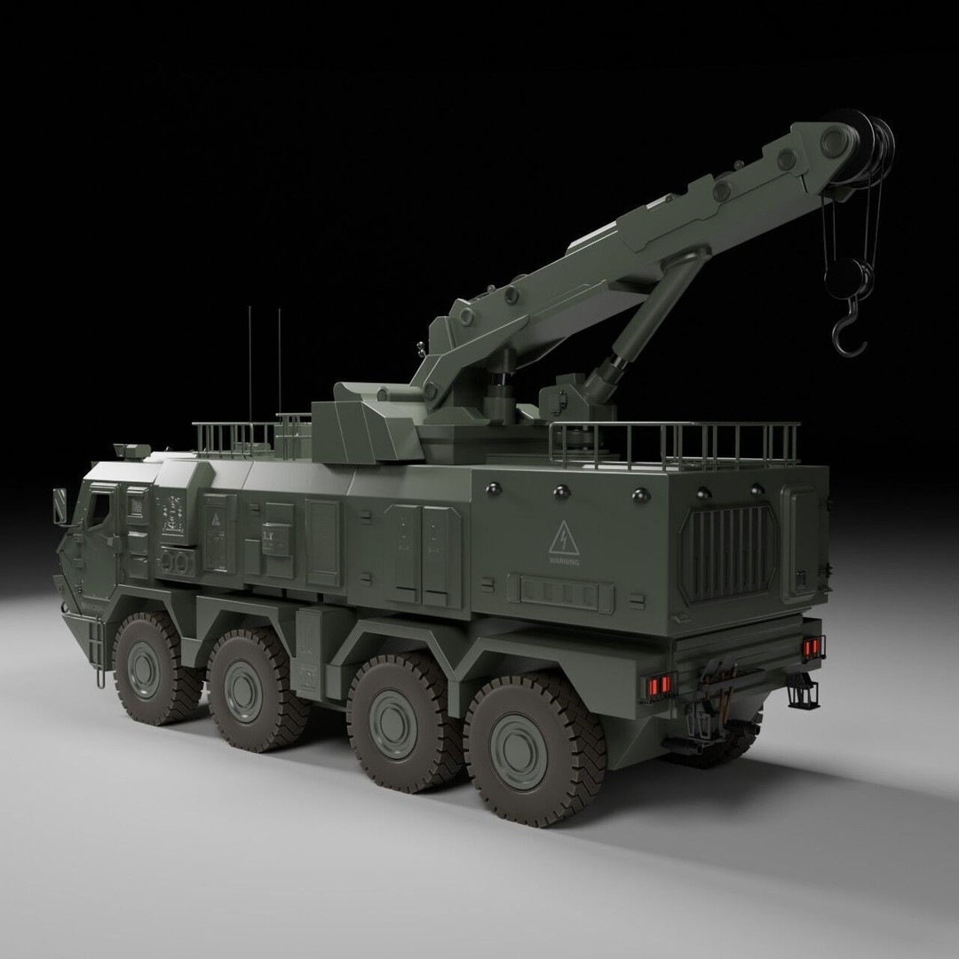 Military Armored Recovery Vehicle 3D Model – Low Poly Game Asset, FBX - View 6