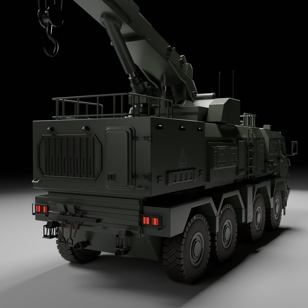 Military Armored Recovery Vehicle 3D Model – Low Poly Game Asset, FBX - View 8