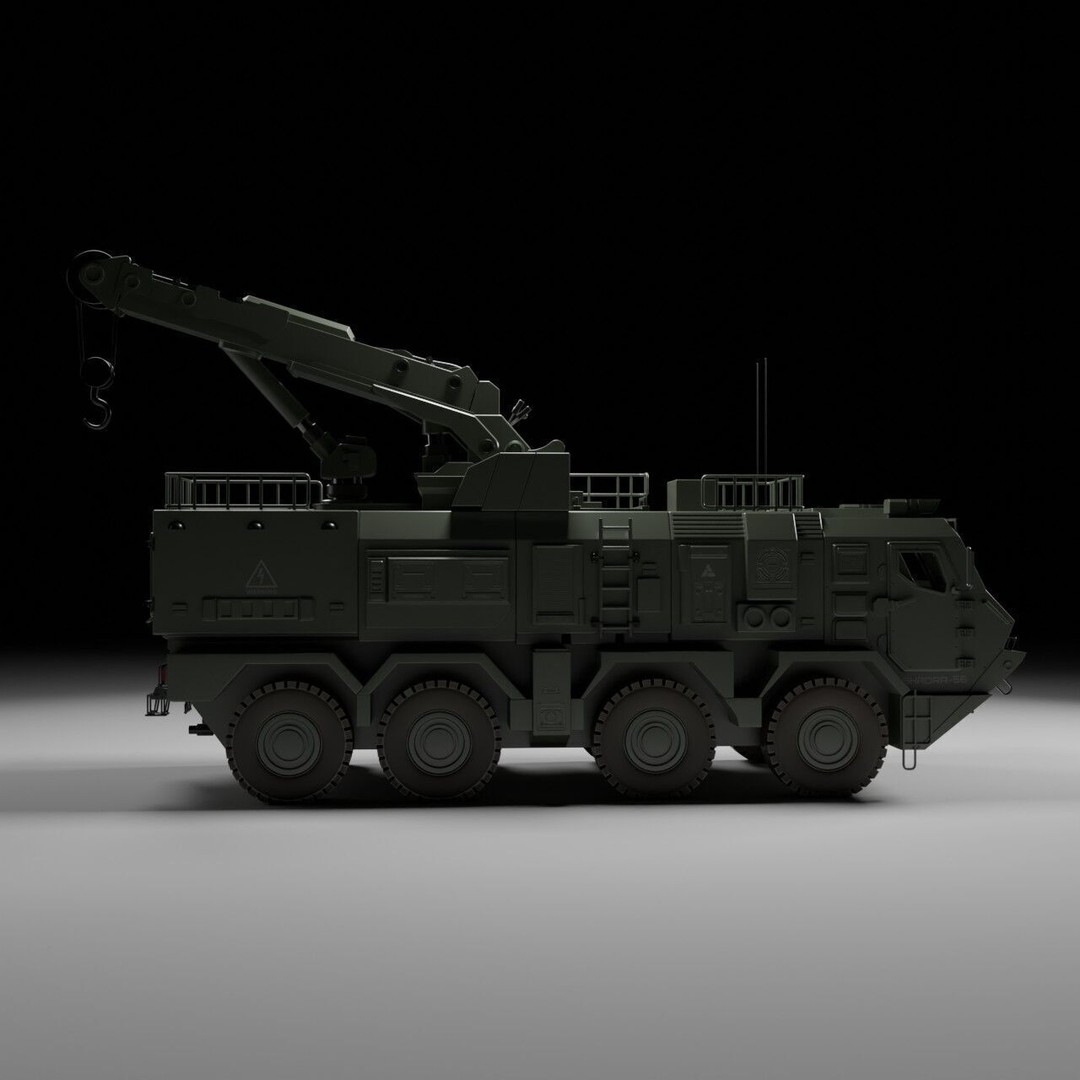 Military Armored Recovery Vehicle 3D Model – Low Poly Game Asset, FBX - View 9