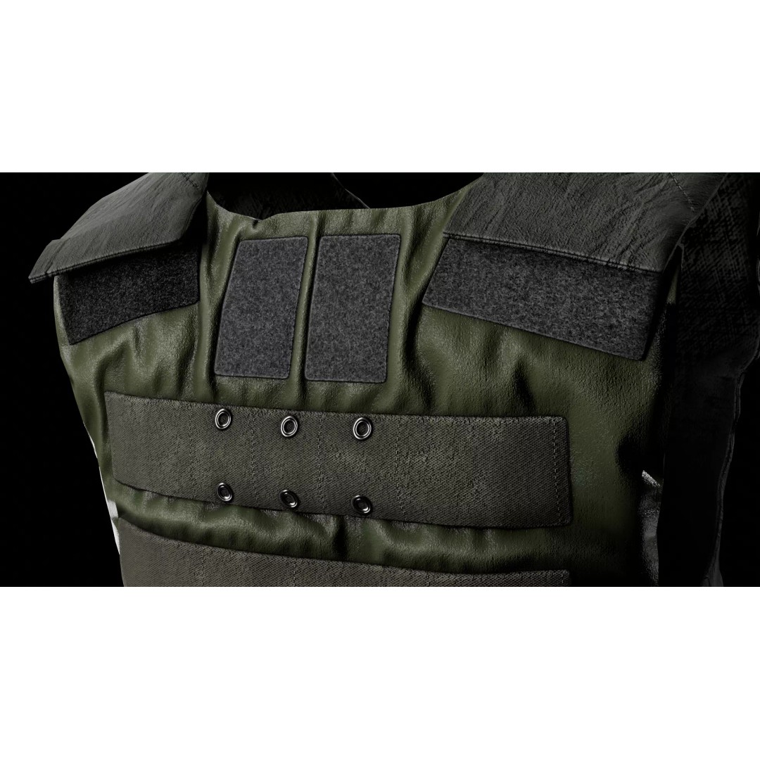 Tactical Body Armor Vest 3D Model – Low Poly Game Ready, FBX - View 10