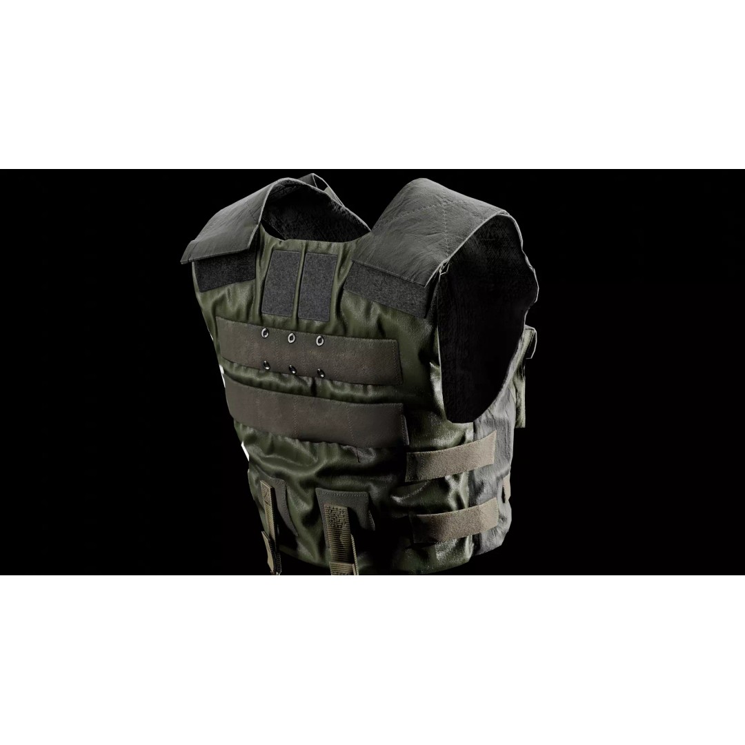 Tactical Body Armor Vest 3D Model – Low Poly Game Ready, FBX - View 11