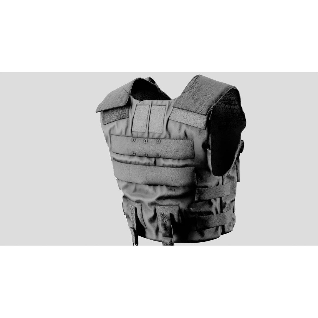 Tactical Body Armor Vest 3D Model – Low Poly Game Ready, FBX - View 13