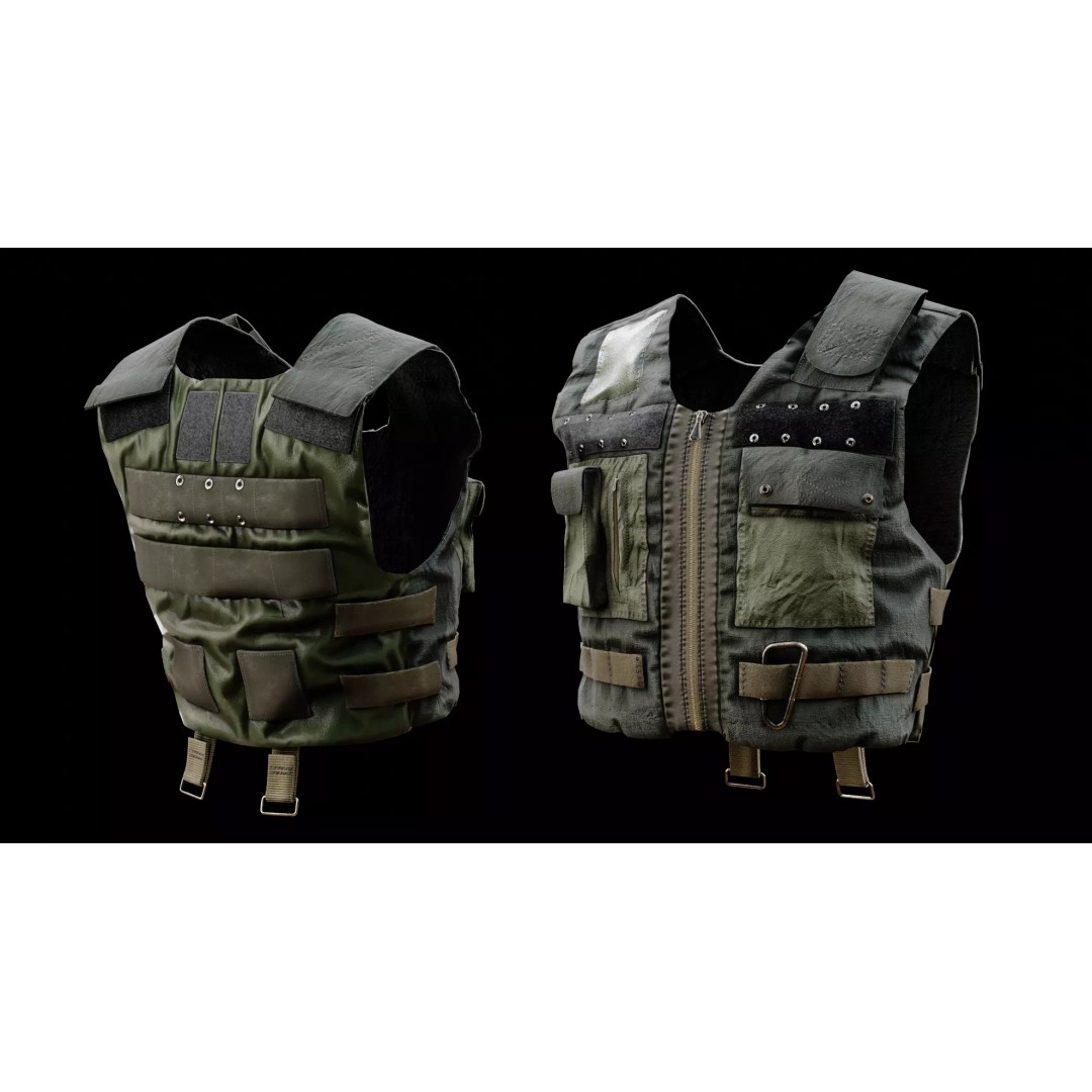 Tactical Body Armor Vest 3D Model – Low Poly Game Ready, FBX - View 3
