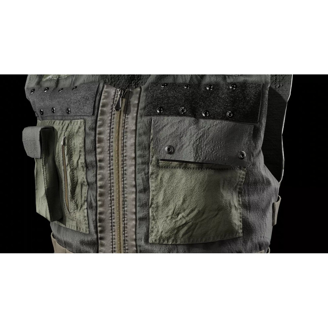 Tactical Body Armor Vest 3D Model – Low Poly Game Ready, FBX - View 6