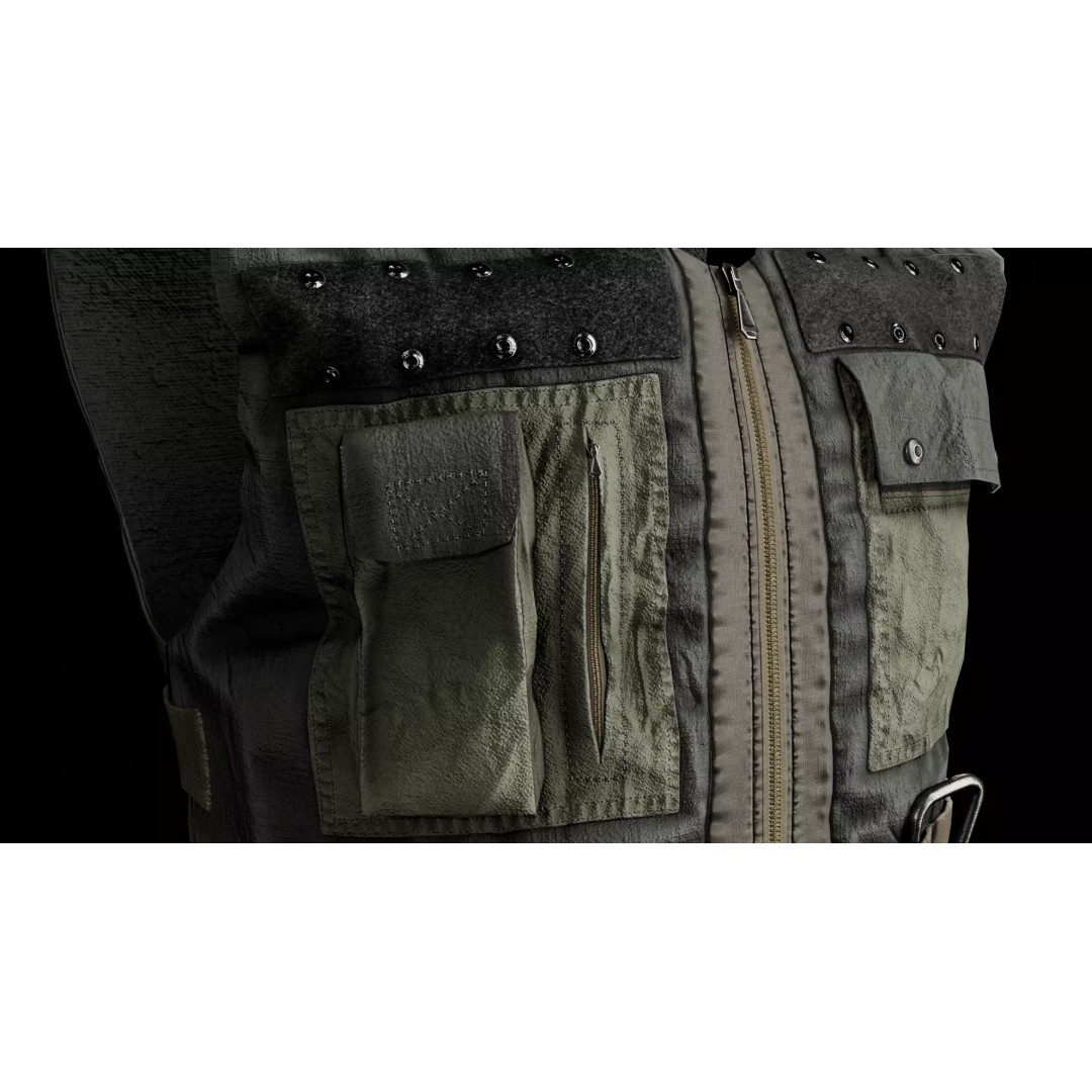 Tactical Body Armor Vest 3D Model – Low Poly Game Ready, FBX - View 7